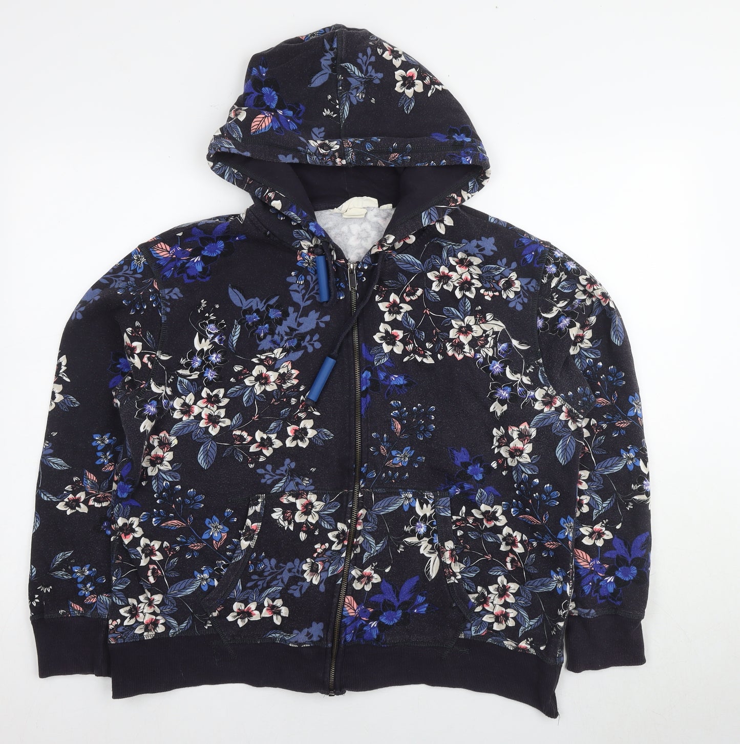 L.O.G.G Women's Blue Floral Full Zip Hoodie, Size L, Cotton Blend