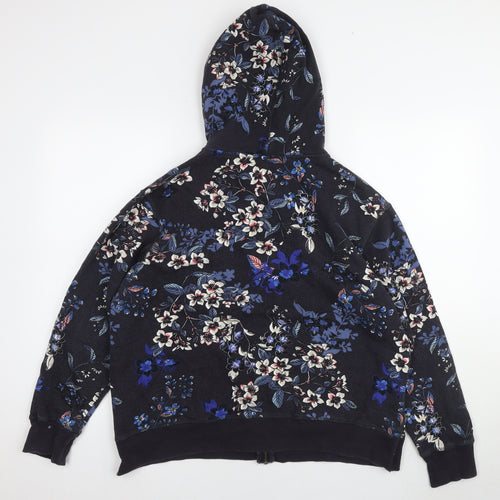 L.O.G.G Women's Blue Floral Full Zip Hoodie, Size L, Cotton Blend