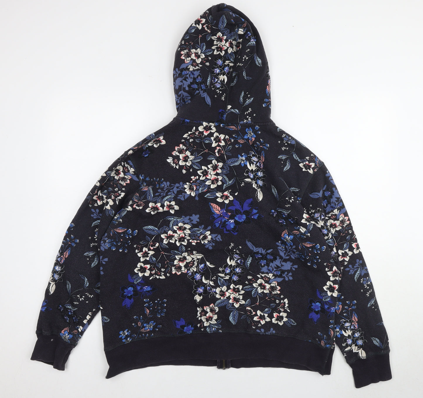 L.O.G.G Women's Blue Floral Full Zip Hoodie, Size L, Cotton Blend