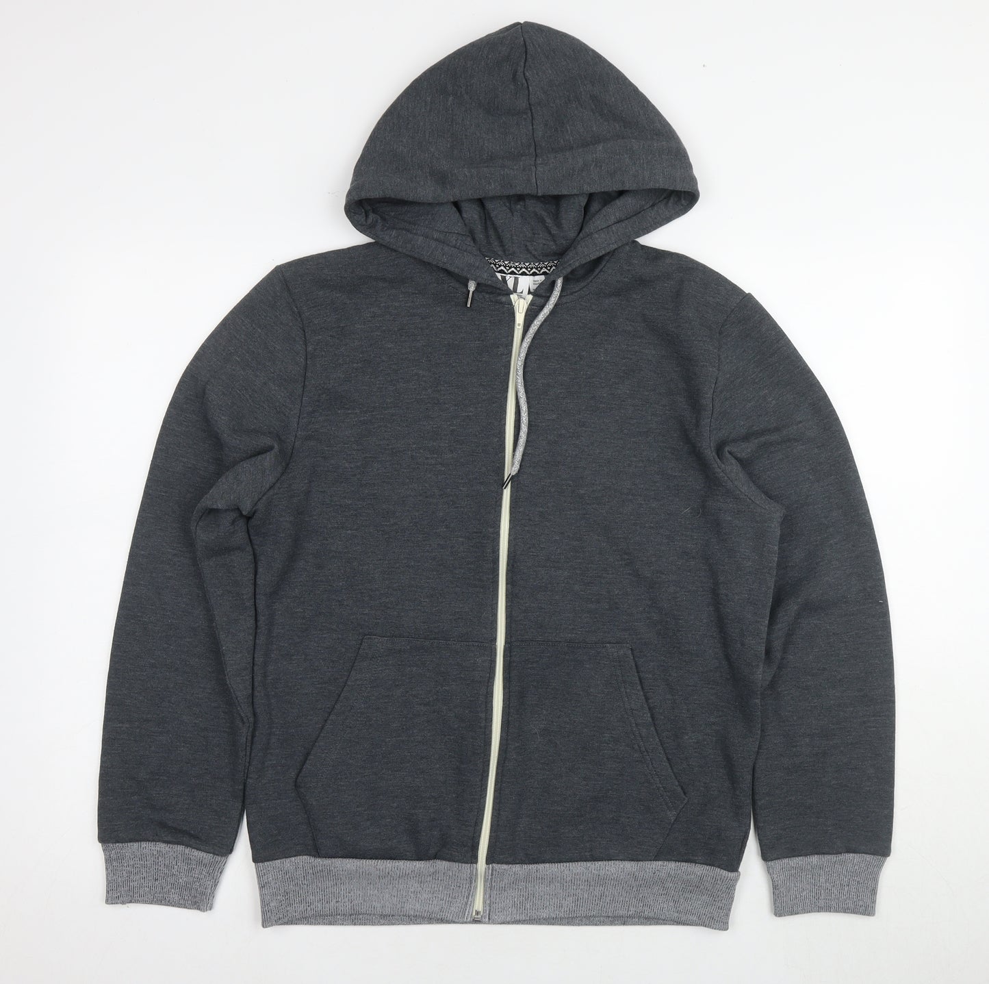 Topman Men's Grey XL Fleece Full Zip Hoodie