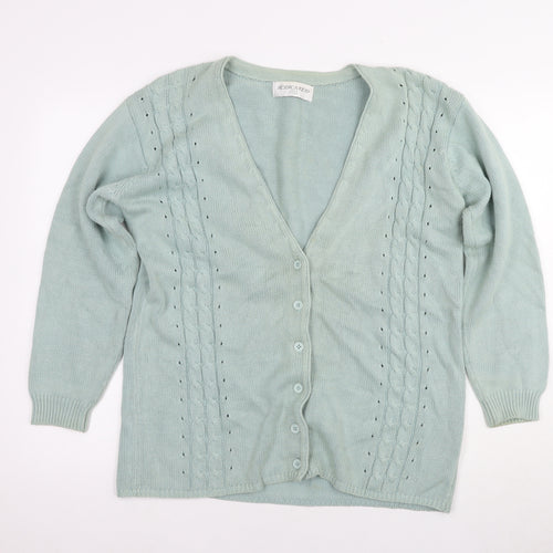 Jessica Reid Women's Green Cable-Knit Cardigan M