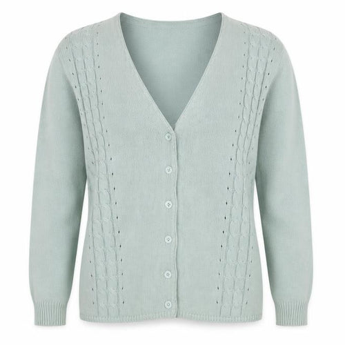 Jessica Reid Women's Green Cable-Knit Cardigan M