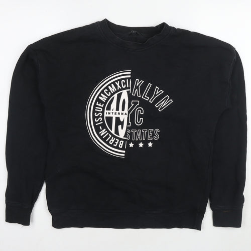 New Look Women's Black Graphic Sweatshirt S