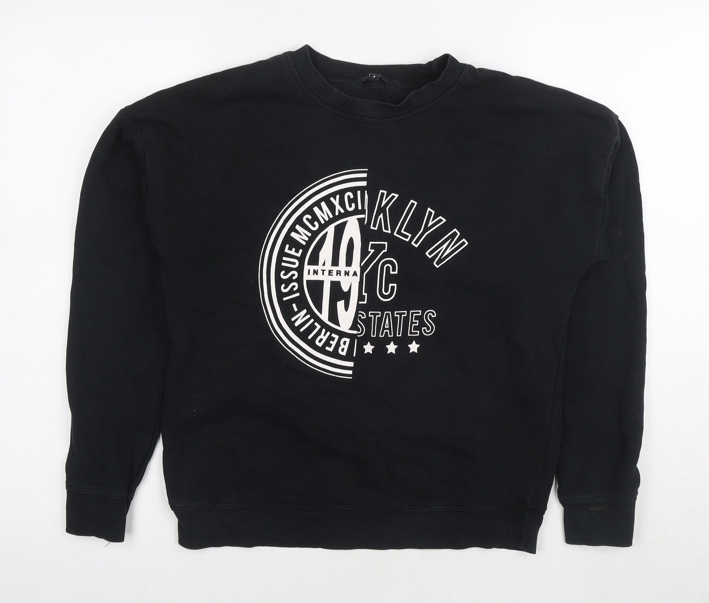 New Look Women's Black Graphic Sweatshirt S