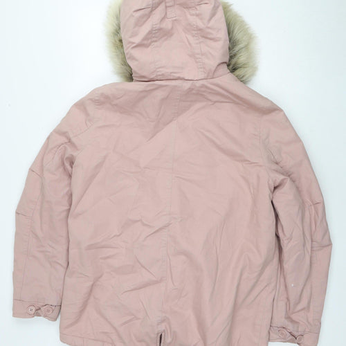 Marks & Spencer Women's Pink Faux Fur Trim Parka Size 12