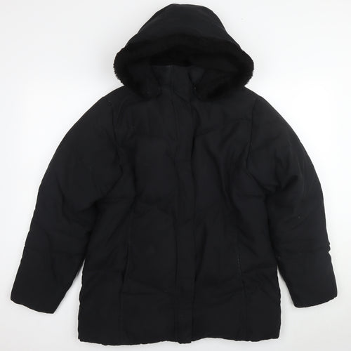 Next Women's Black Puffer Coat Size 10 - Hooded