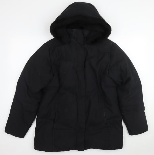 Next Women's Black Puffer Coat Size 10 - Hooded