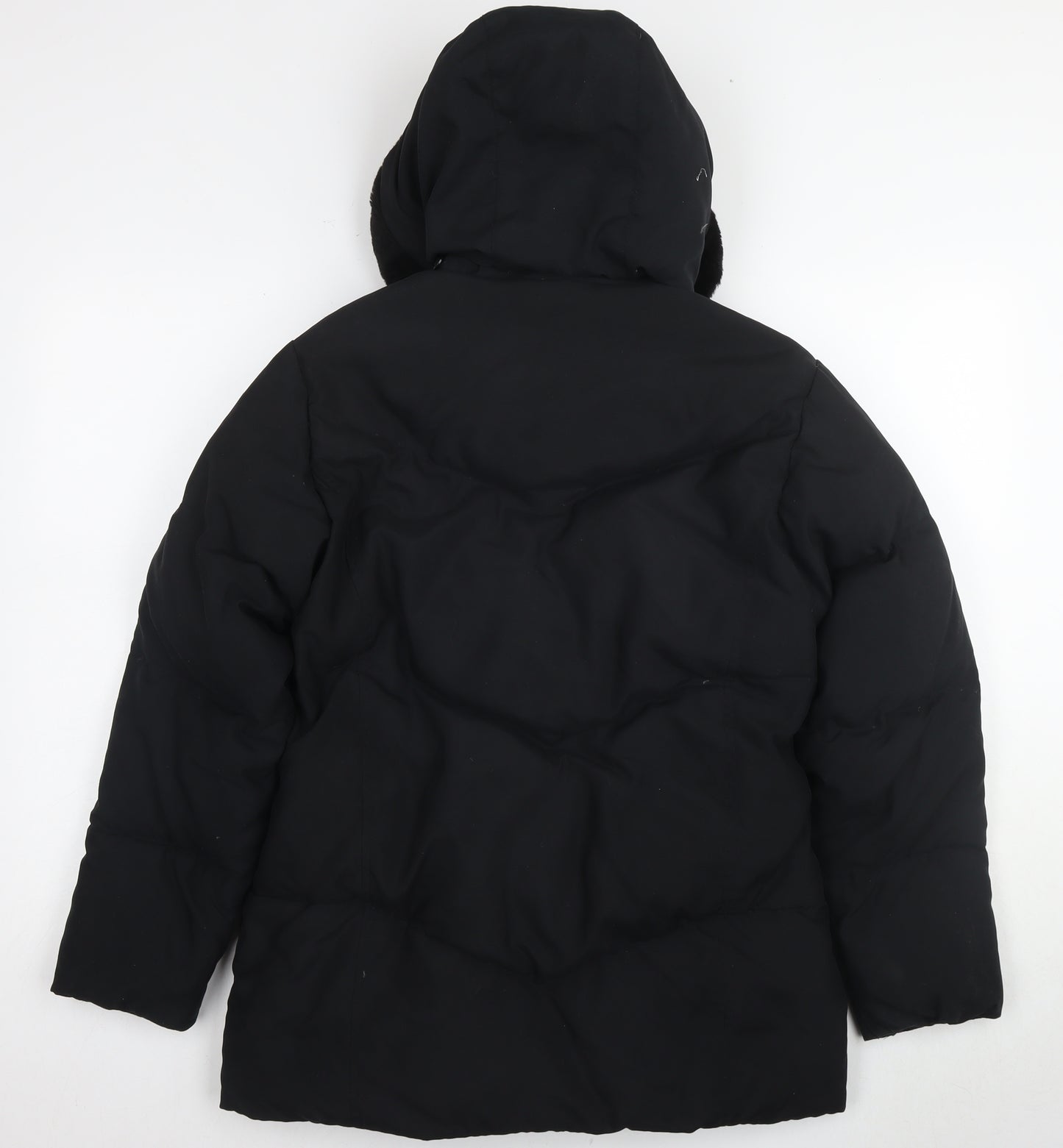 Next Women's Black Puffer Coat Size 10 - Hooded