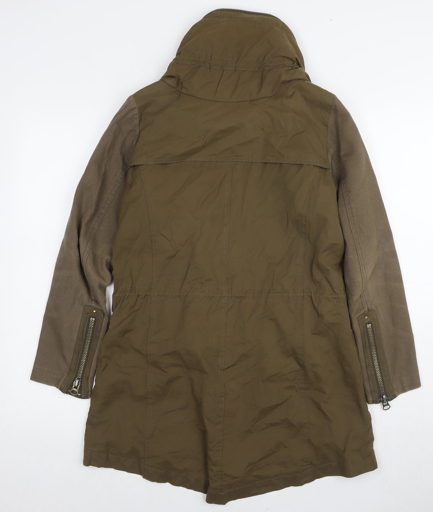 Zara Women's Green Parka Jacket Size 8 with Hood