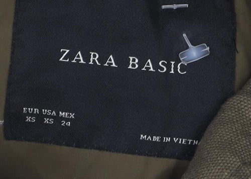 Zara Women's Green Parka Jacket Size 8 with Hood