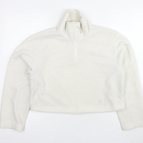 Monki Women's White 1/4 Zip Pullover Sweatshirt Size 12