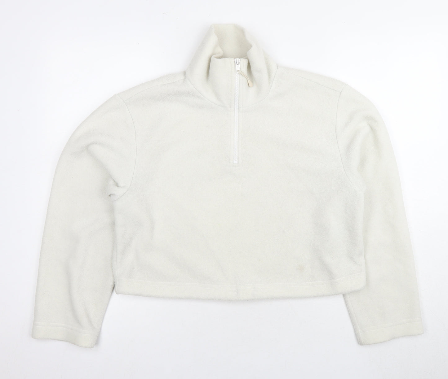 Monki Women's White 1/4 Zip Pullover Sweatshirt Size 12