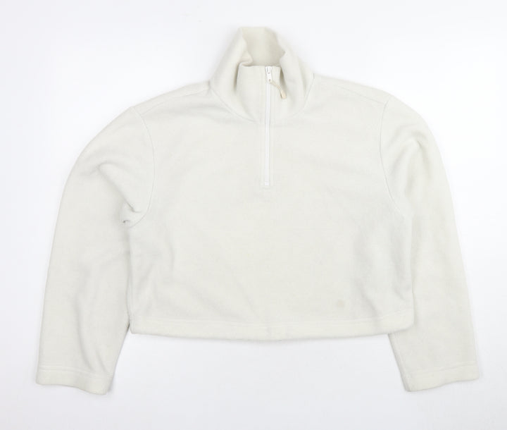 Monki Women's White 1/4 Zip Pullover Sweatshirt Size 12