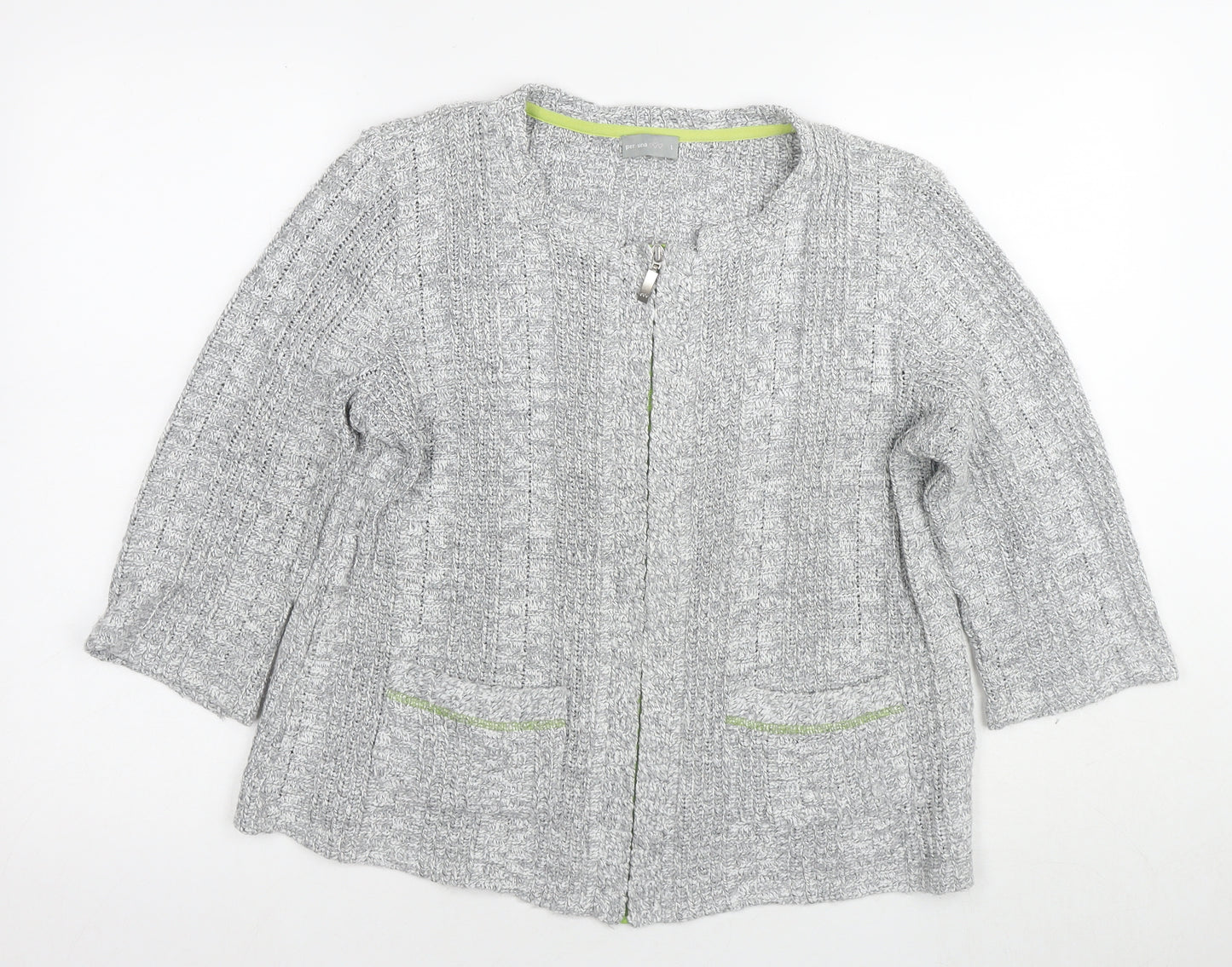 Marks and Spencer Women's Grey Cardigan, L, Chunky-Knit