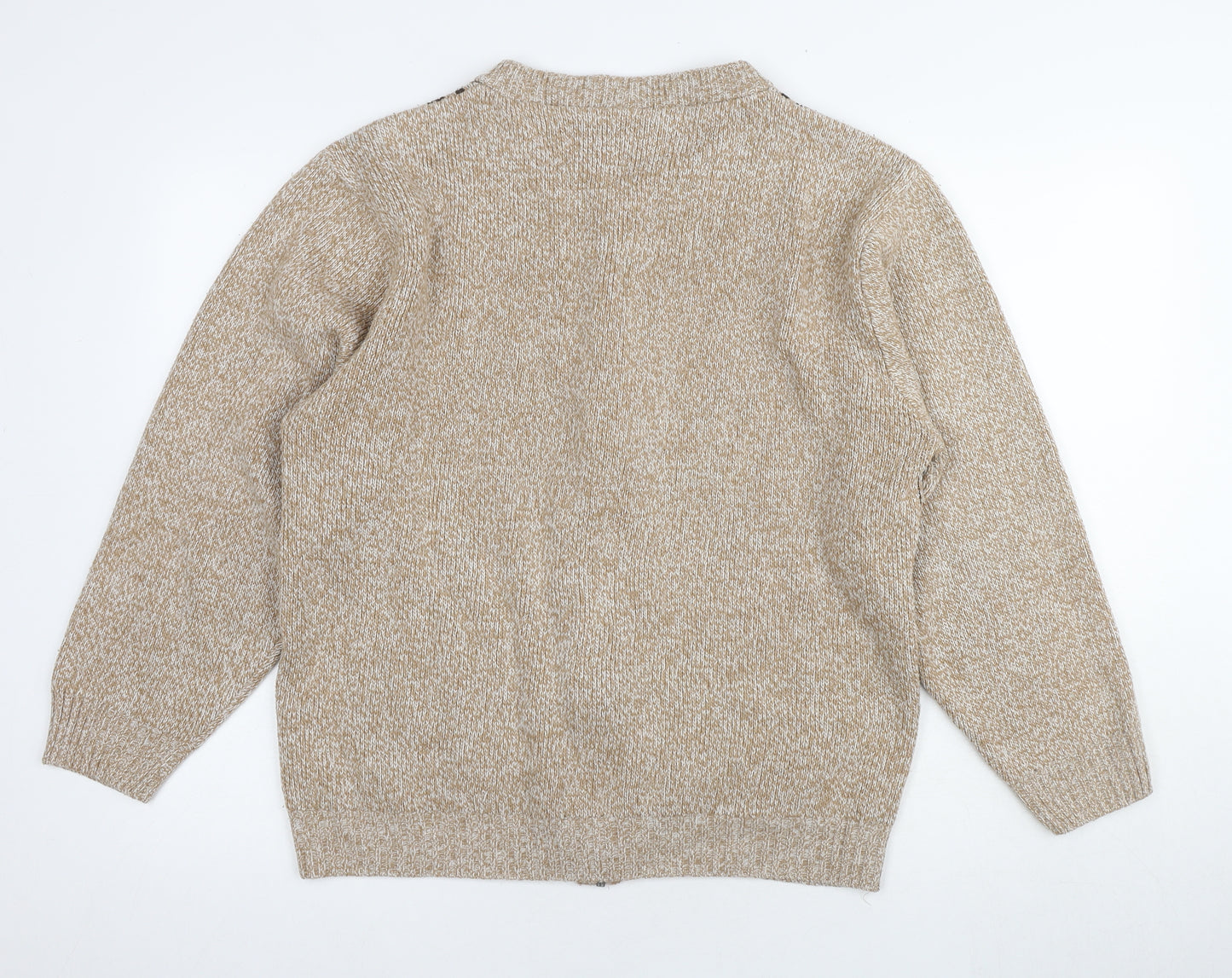 Benbrook Men's Beige Aztec Knit Full Zip Jumper S