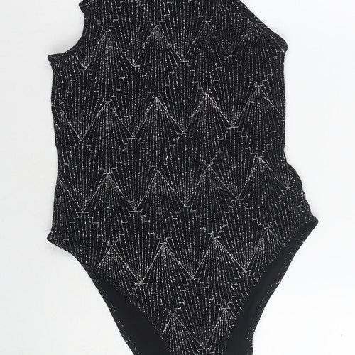 H&M Women's Black Geometric Bodysuit M Party