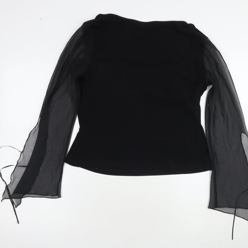 Wallis Women's Black Flared Sleeve Blouse Size 18