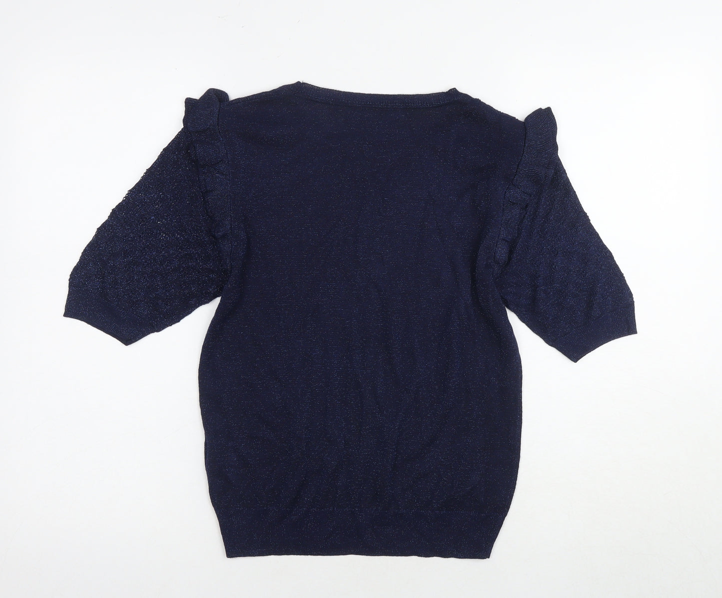 Next Women's Blue Knit Top - Size 12 - Puff Sleeve