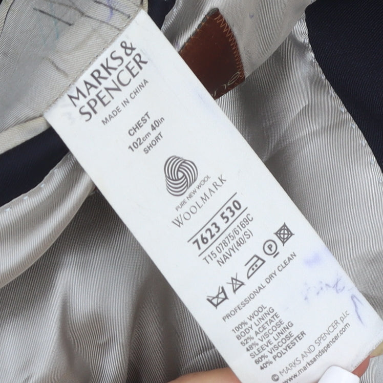 Marks and Spencer Men's Black Blazer, Size 40S, Formal