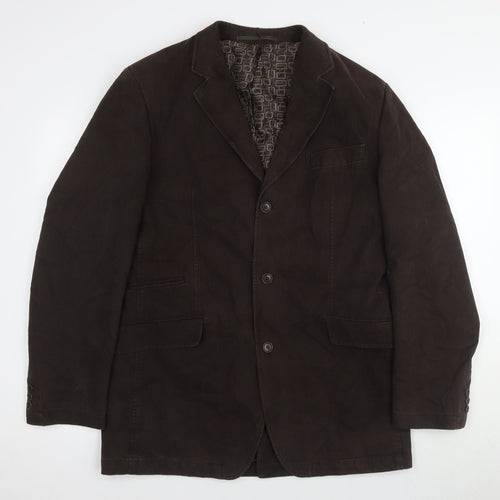 Men's Brown Cotton Blazer 40L - Versatile & Elegant