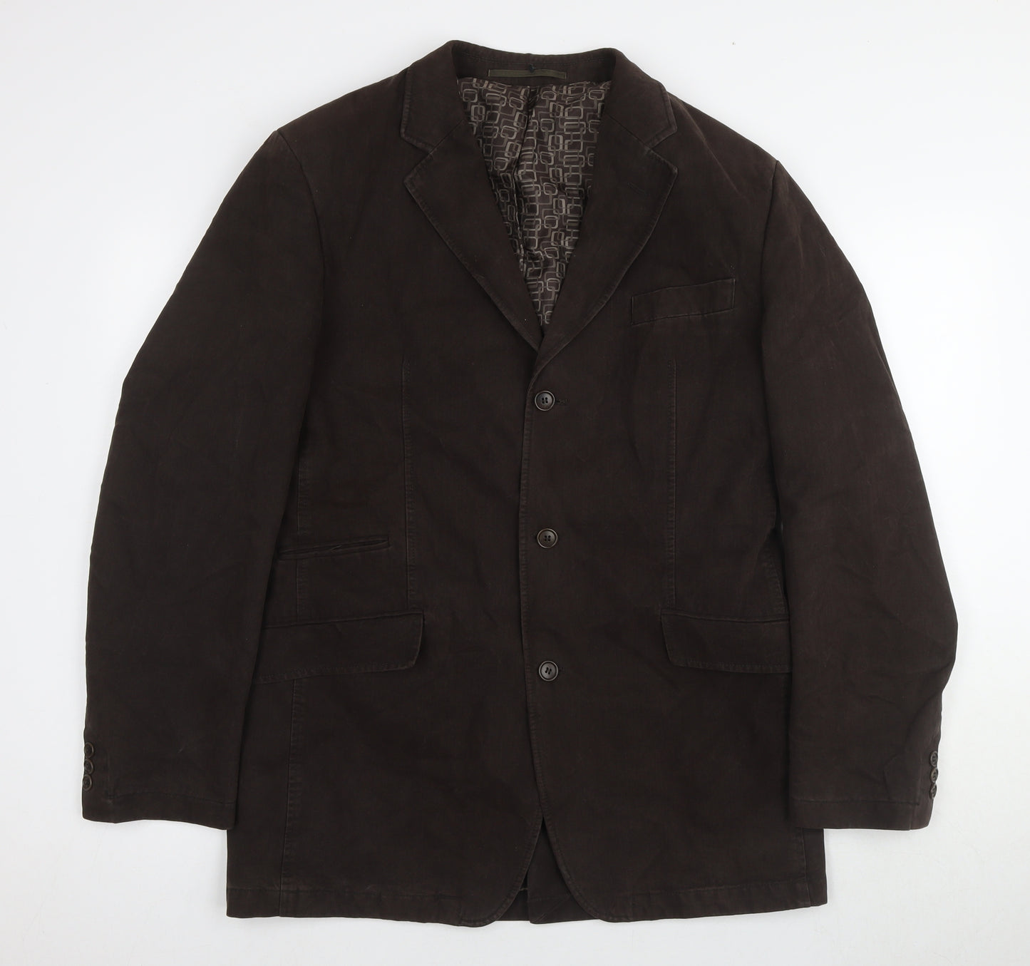 Men's Brown Cotton Blazer 40L - Versatile & Elegant