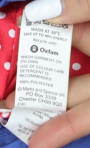 Per Una Women's Blue Waterproof Jacket Size 18