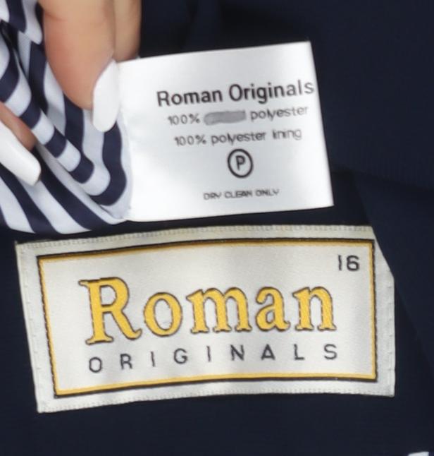 Roman Originals Women's Blue Blazer, Size 16, Workwear Style