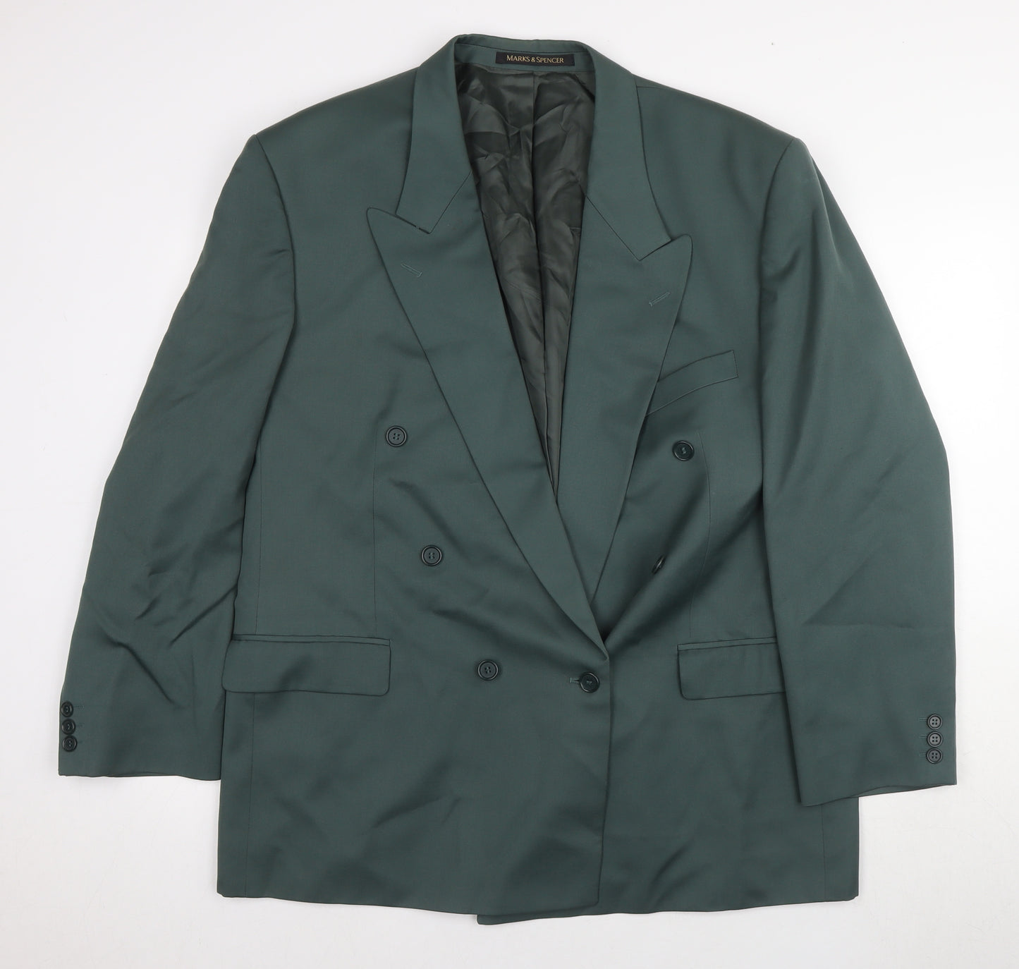 Marks and Spencer Men's Green 40R Double-Breasted Blazer