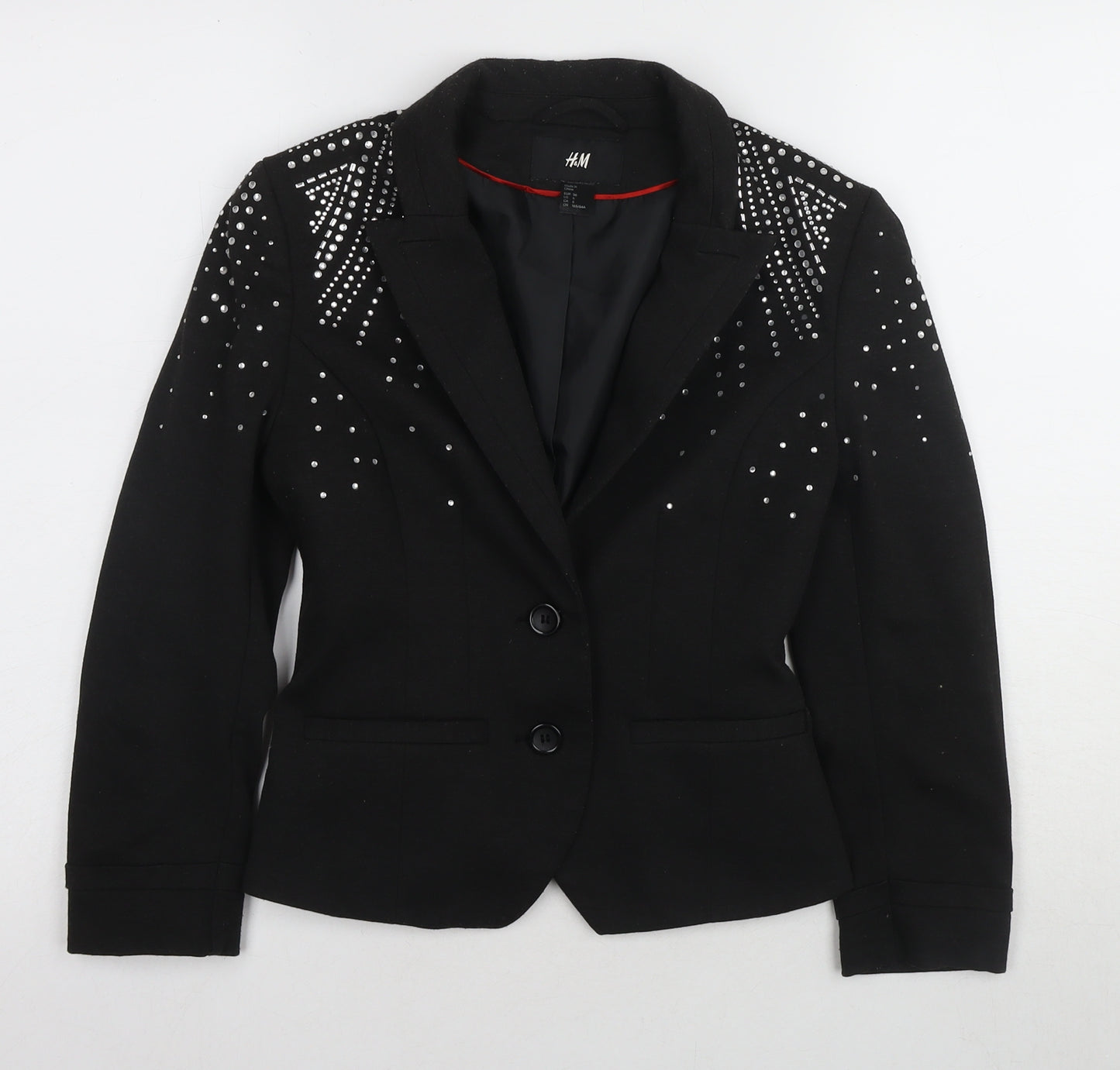 H&M Women's Black Slim Fit Studded Blazer Size 8