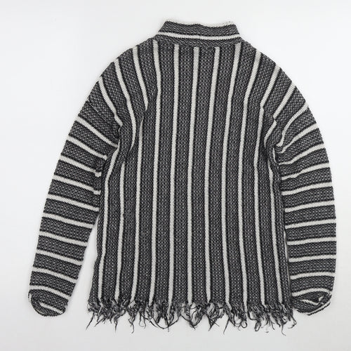 Topshop Women's Black Striped Mock Neck Jumper Size 6