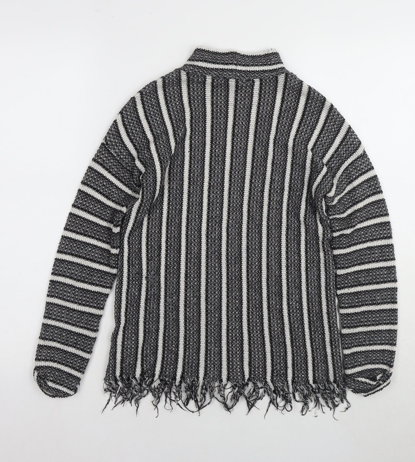 Topshop Women's Black Striped Mock Neck Jumper Size 6