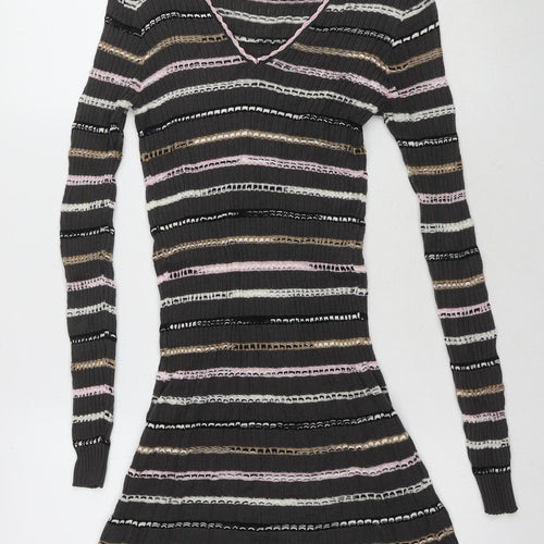 Missoni Women's Black Striped Knit Mini Dress Size 14