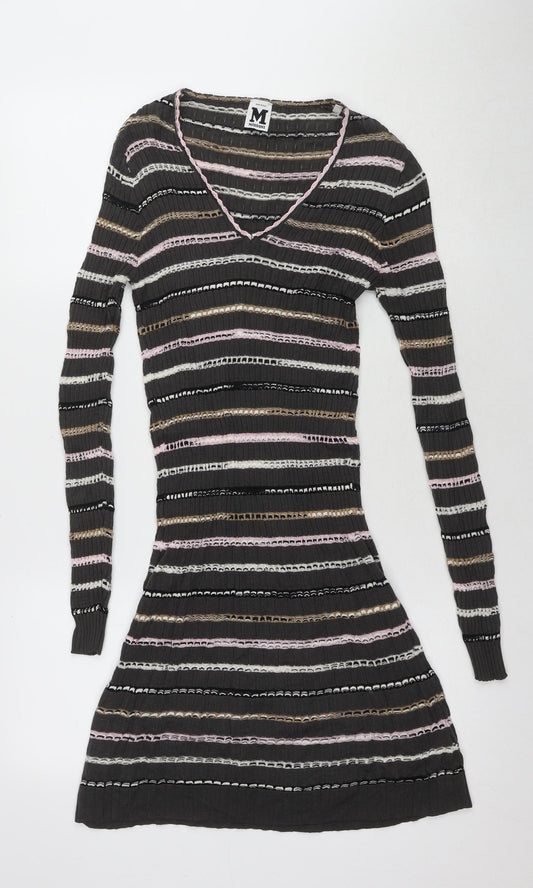 Missoni Women's Black Striped Knit Mini Dress Size 14