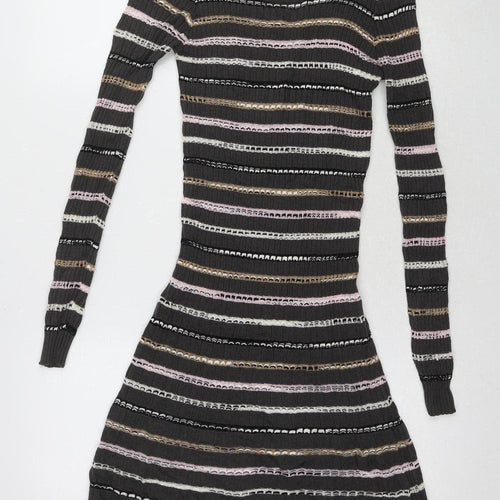 Missoni Women's Black Striped Knit Mini Dress Size 14