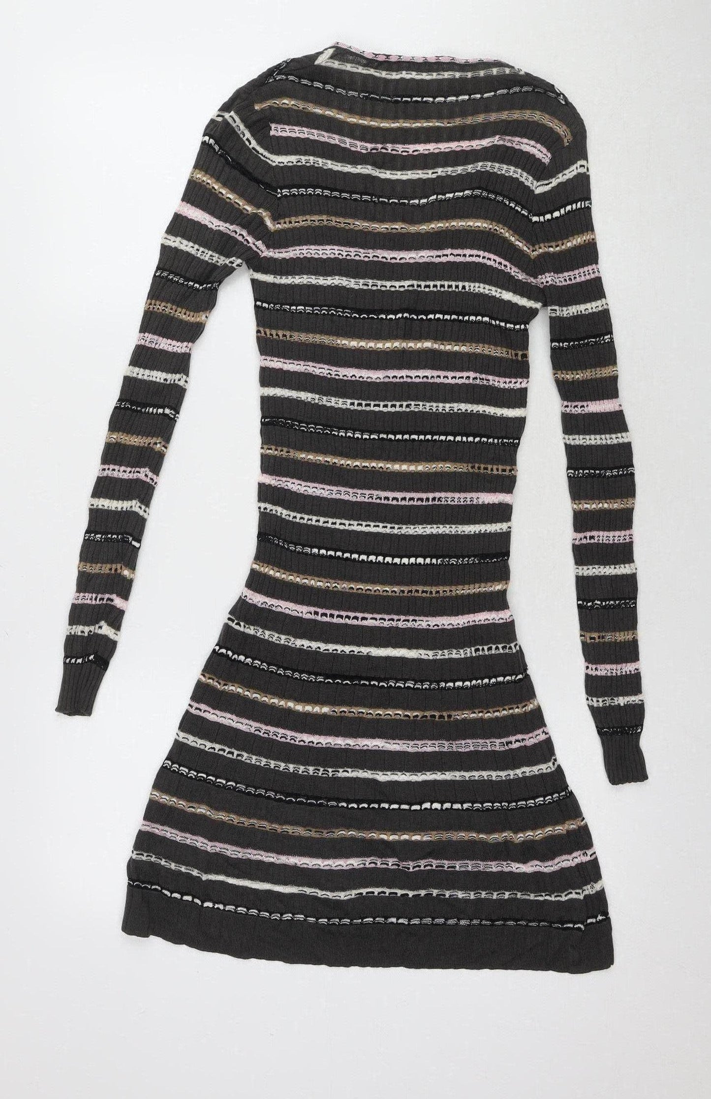 Missoni Women's Black Striped Knit Mini Dress Size 14