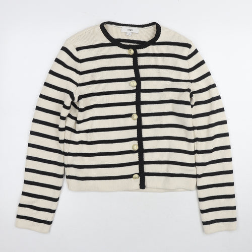 Marks and Spencer Women's Black Striped Cardigan XS