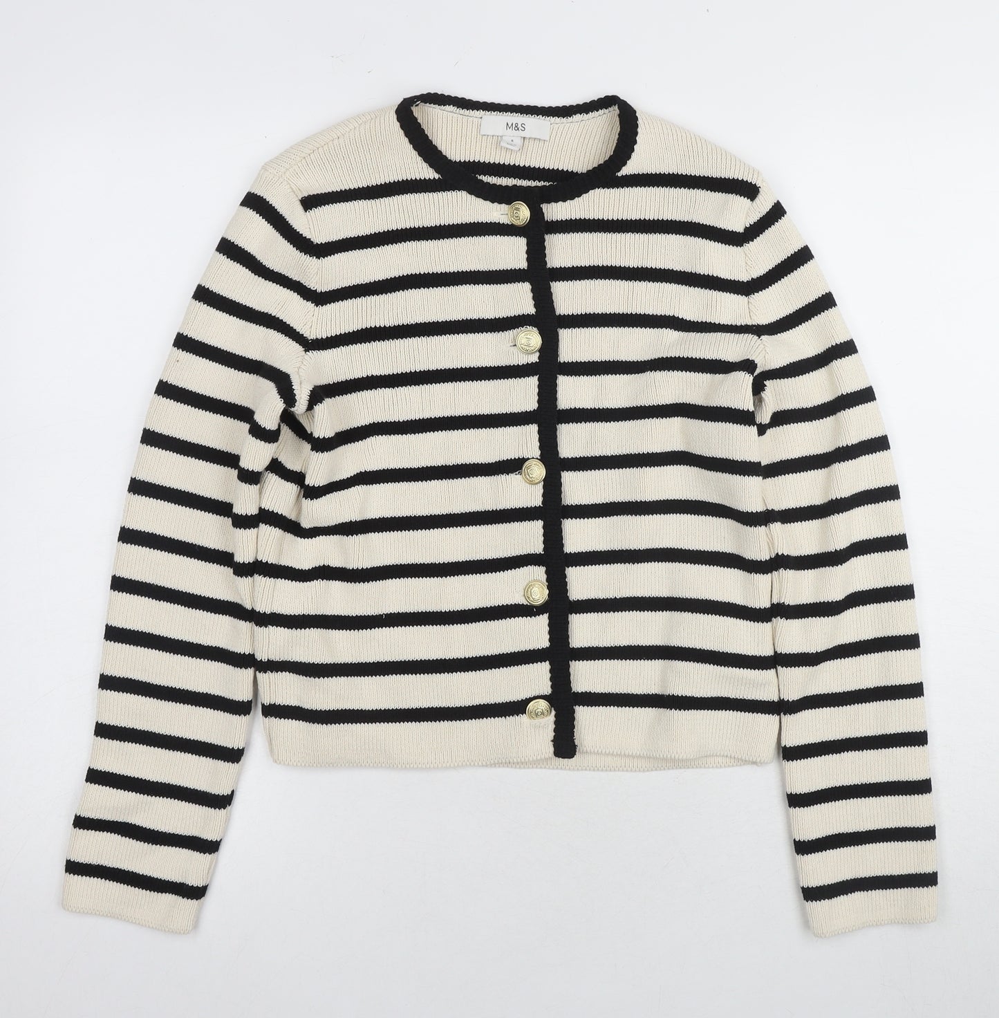 Marks and Spencer Women's Black Striped Cardigan XS