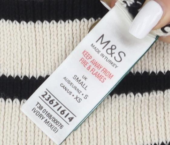 Marks and Spencer Women's Black Striped Cardigan XS