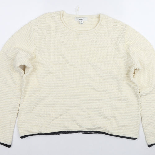 Marks and Spencer Women Ivory M Waffle-Knit Jumper