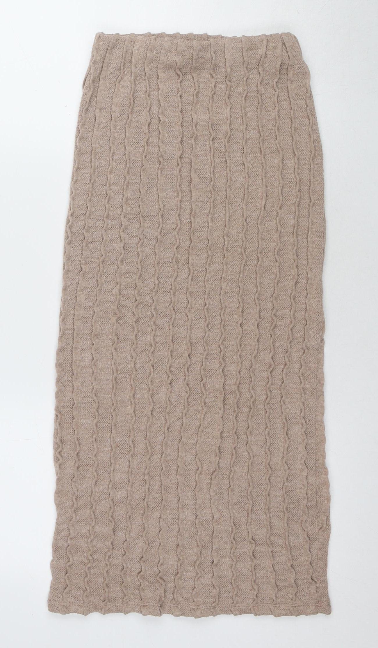 Zara Women's Beige Knit Skirt UK 10