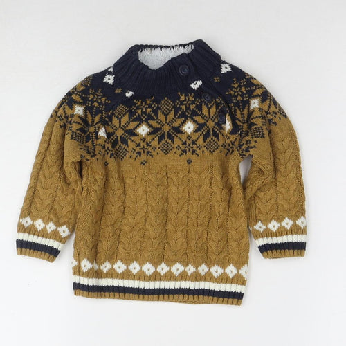Next Unisex Brown Fair Isle Jumper 12-18 Months Knit