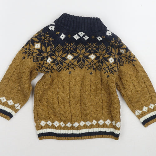 Next Unisex Brown Fair Isle Jumper 12-18 Months Knit