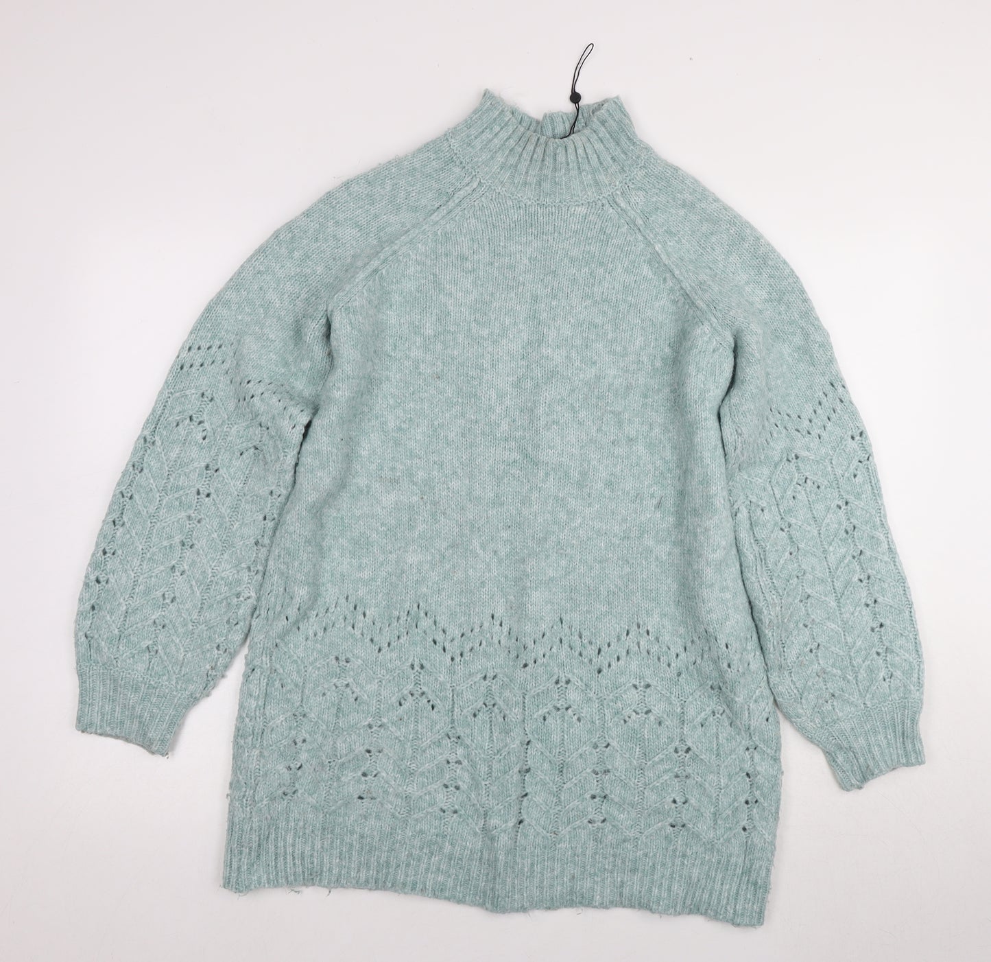 M&Co Women's Green Chunky Knit Pullover, Size 12