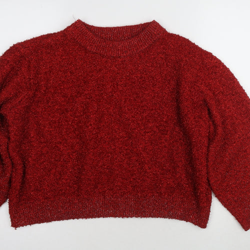 H&M Women's Red Crew Neck Pullover Jumper Size 12