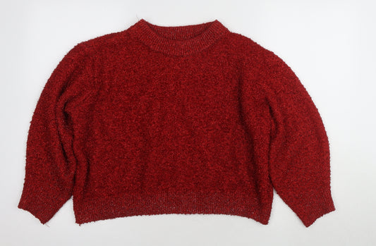 H&M Women's Red Crew Neck Pullover Jumper Size 12