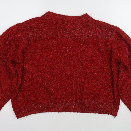 H&M Women's Red Crew Neck Pullover Jumper Size 12