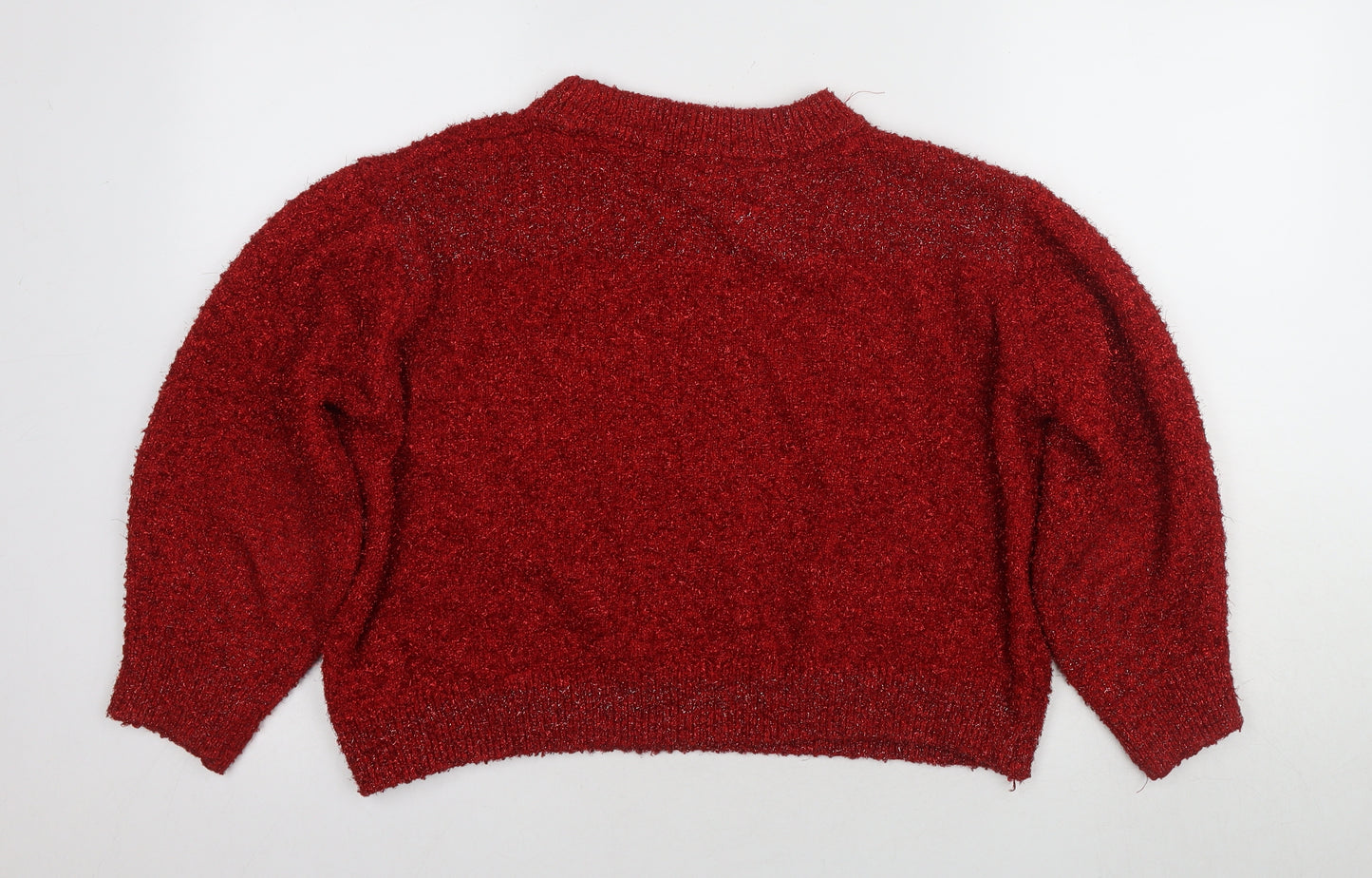 H&M Women's Red Crew Neck Pullover Jumper Size 12