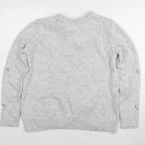 Marks and Spencer Women's Grey Crew Neck Pullover 14