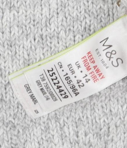 Marks and Spencer Women's Grey Crew Neck Pullover 14