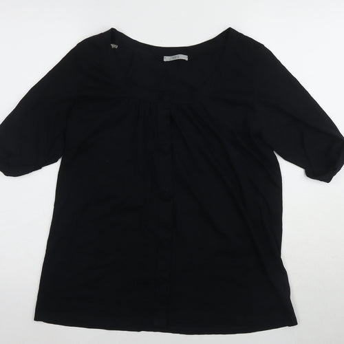 Marks and Spencer Women's Black 3/4 Sleeve Button-Up Top Size 18